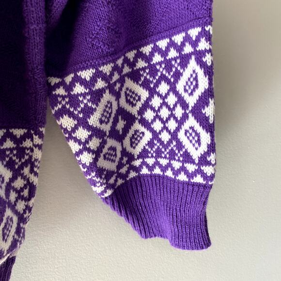 Vintage Women's Purple Knit Nordic Cottagecore Artisan Maximalist Sweater 20W - Picture 11 of 14